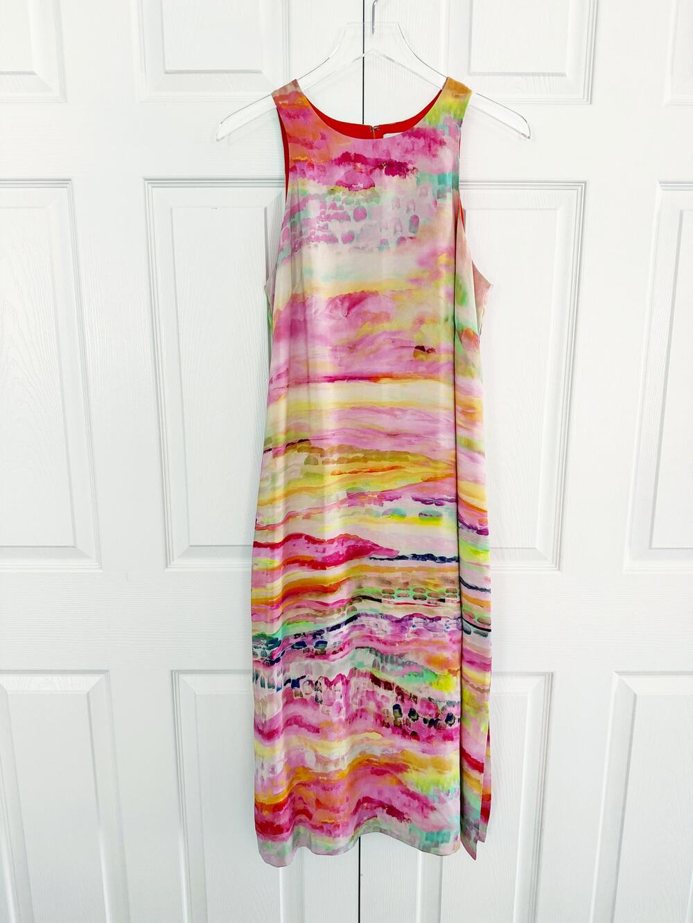 HD in Paris Anthropologie Silk Painted Abstract Watercolor Column Midi Dress